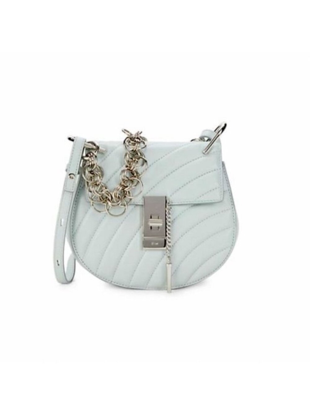 B-12. Chloe Calfskin Quilted Mini Drew Bijou Shoulder Bag Light Blue